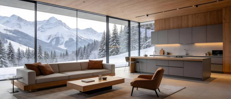 雪山之畔的现代居所图片