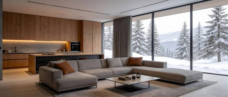 现代雪景客厅图片