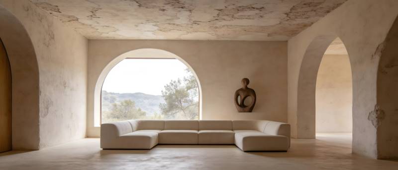 极简拱窗客厅图片