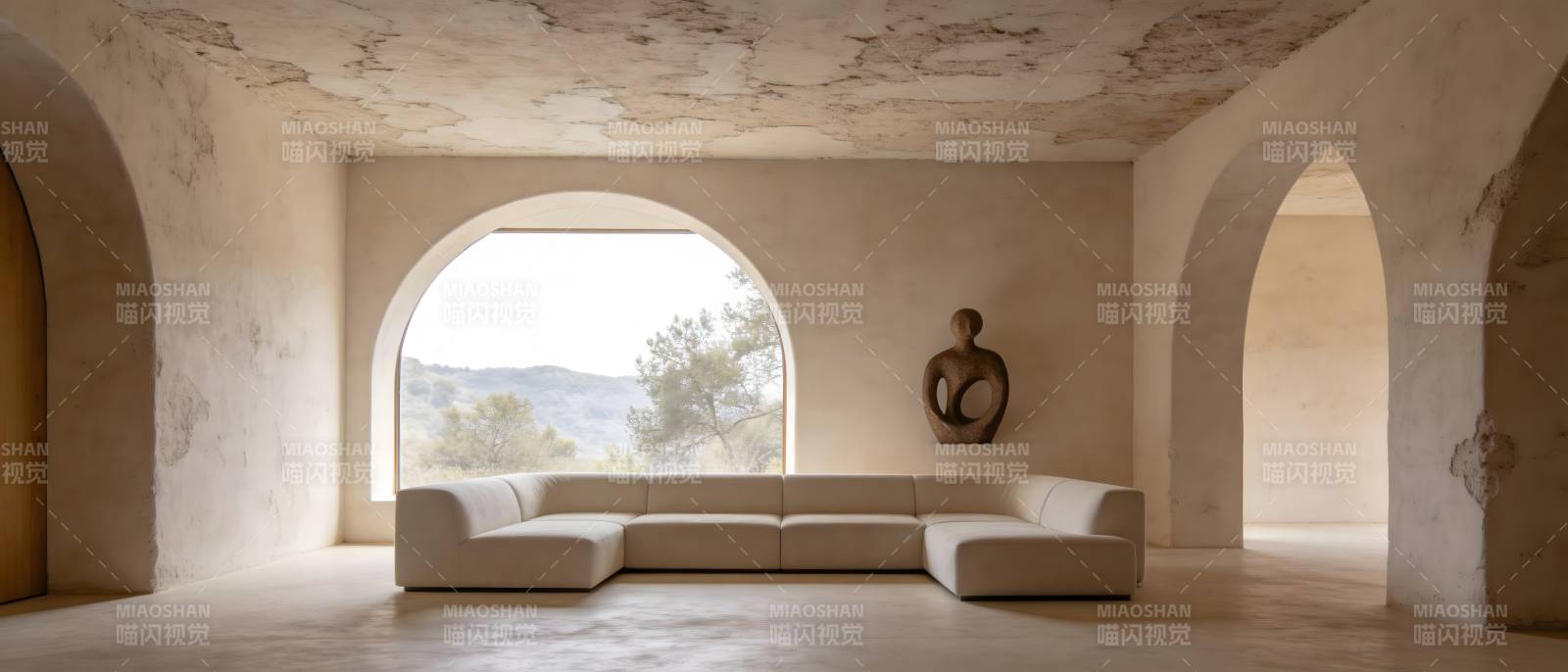 极简拱窗客厅图片