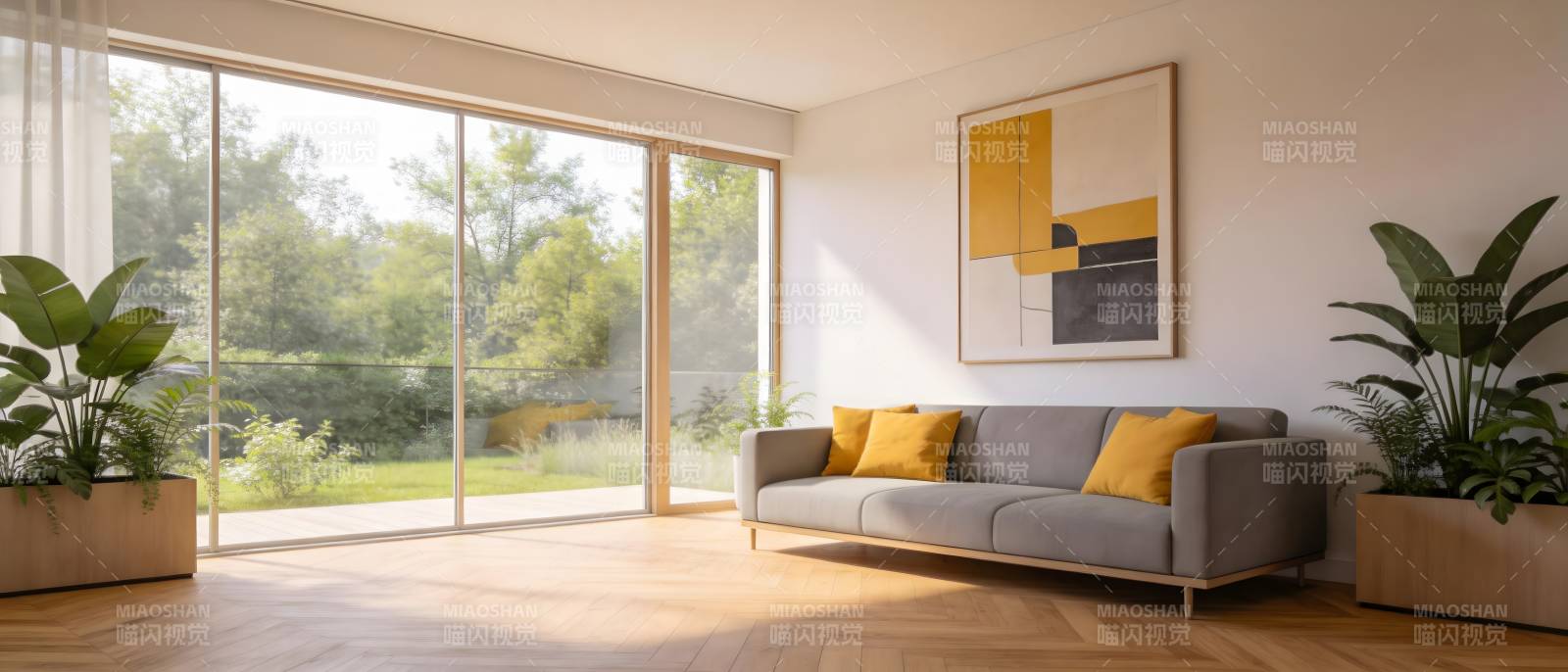 现代客厅 绿植相伴图片