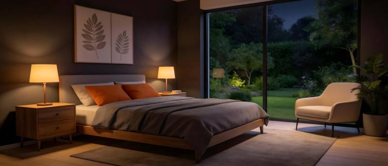 温馨卧室夜景图片