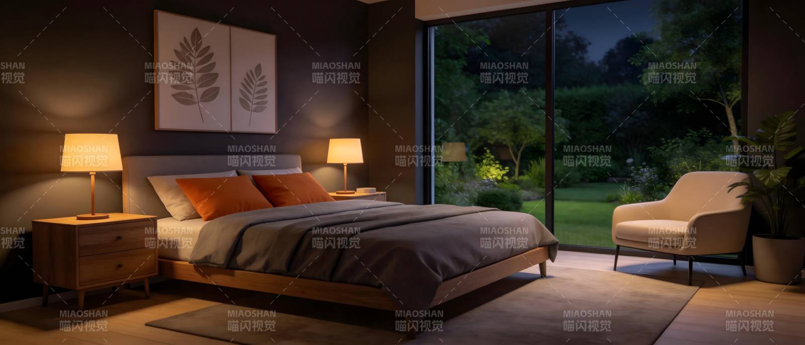 温馨卧室夜景图片