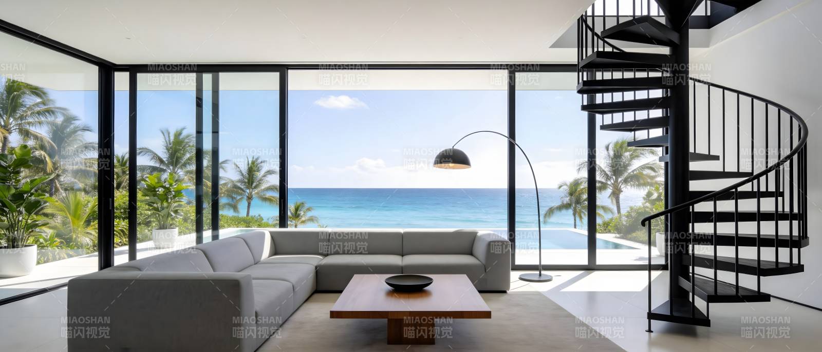 海景现代客厅图片