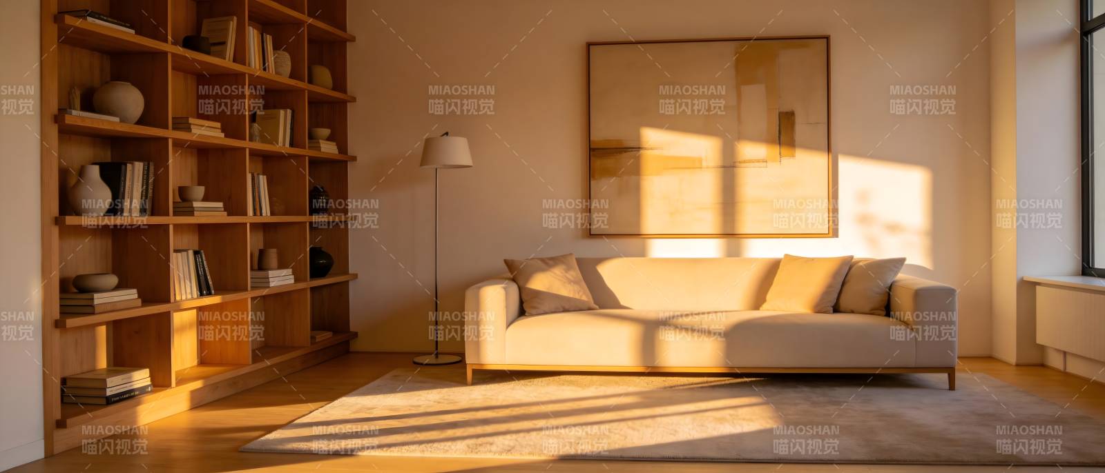 阳光洒落的温馨客厅图片