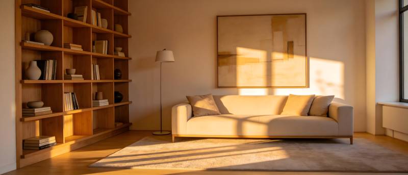 阳光洒落的温馨客厅图片