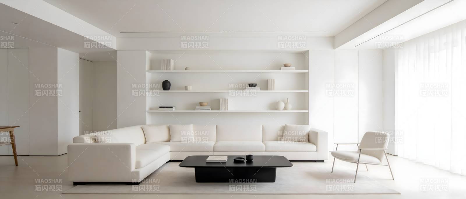 极简白色客厅设计图片