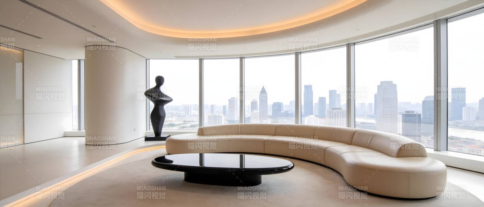 现代都市客厅全景图片