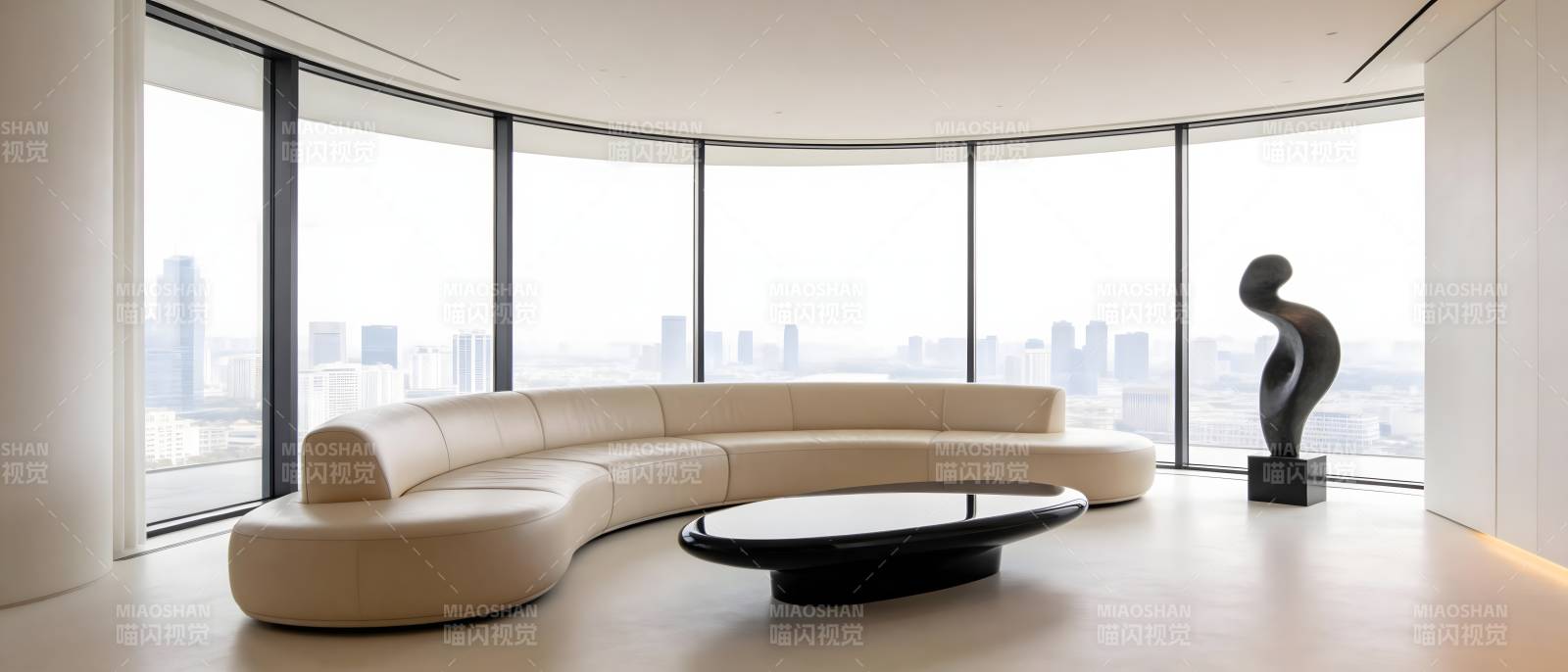 现代客厅全景窗图片