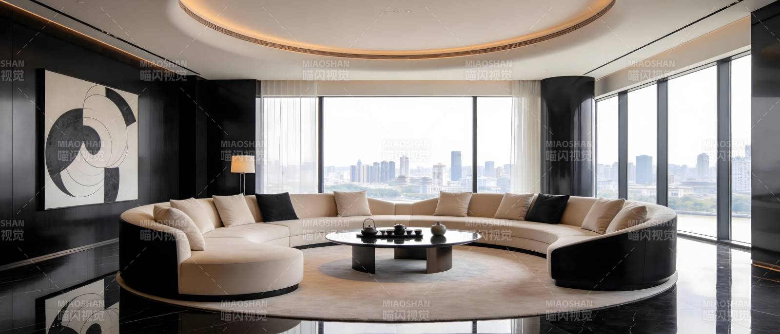 现代客厅全景图图片