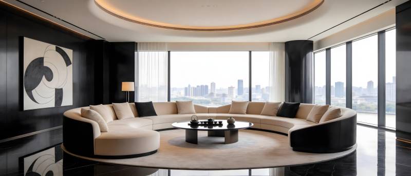 现代客厅全景图图片