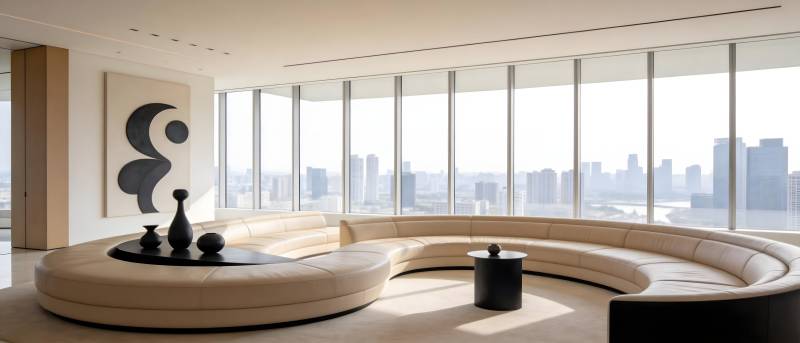 现代都市客厅全景图片