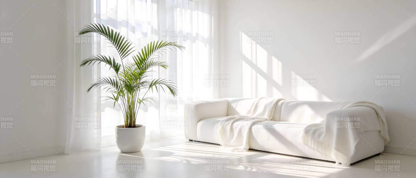 明亮客厅绿植点缀图片