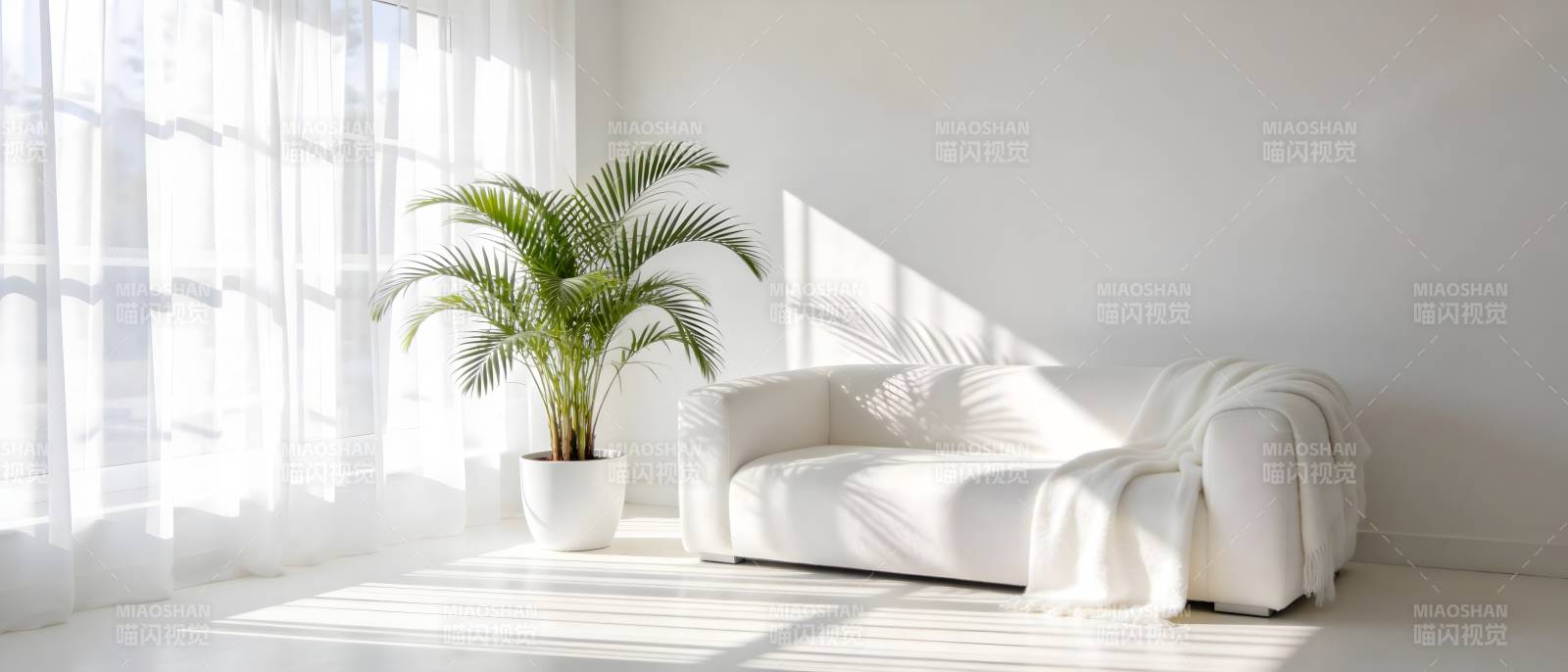 明亮客厅绿植点缀图片