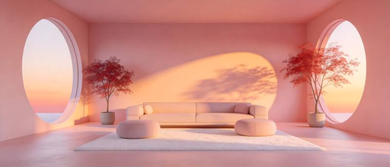 梦幻粉色客厅图片