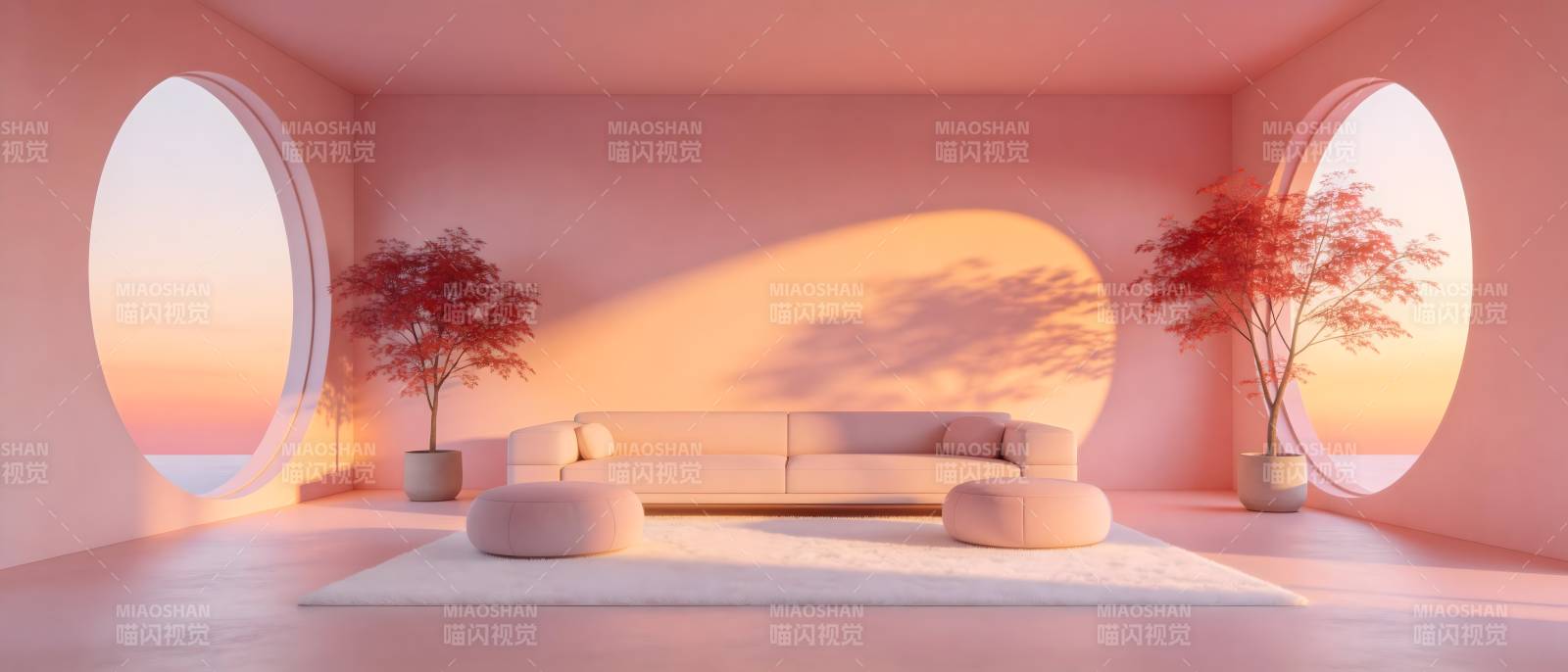 梦幻粉色客厅图片