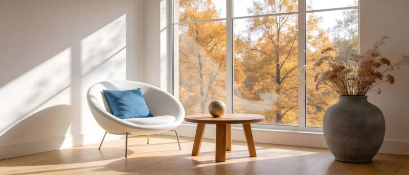 秋日窗边静谧时光图片