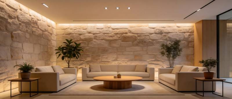 现代石墙客厅设计图片