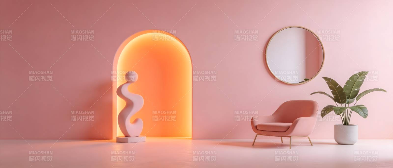 粉色空间艺术摆设图片