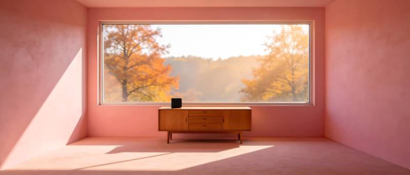 秋日窗景静谧室图片