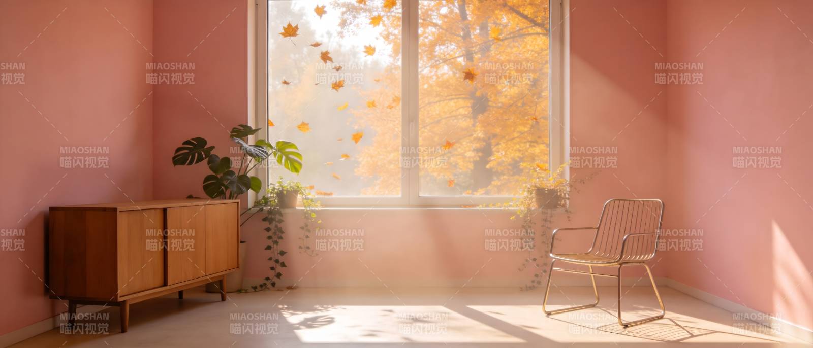 秋日暖阳小屋图片