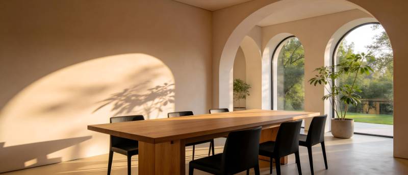 阳光下的简约餐桌图片