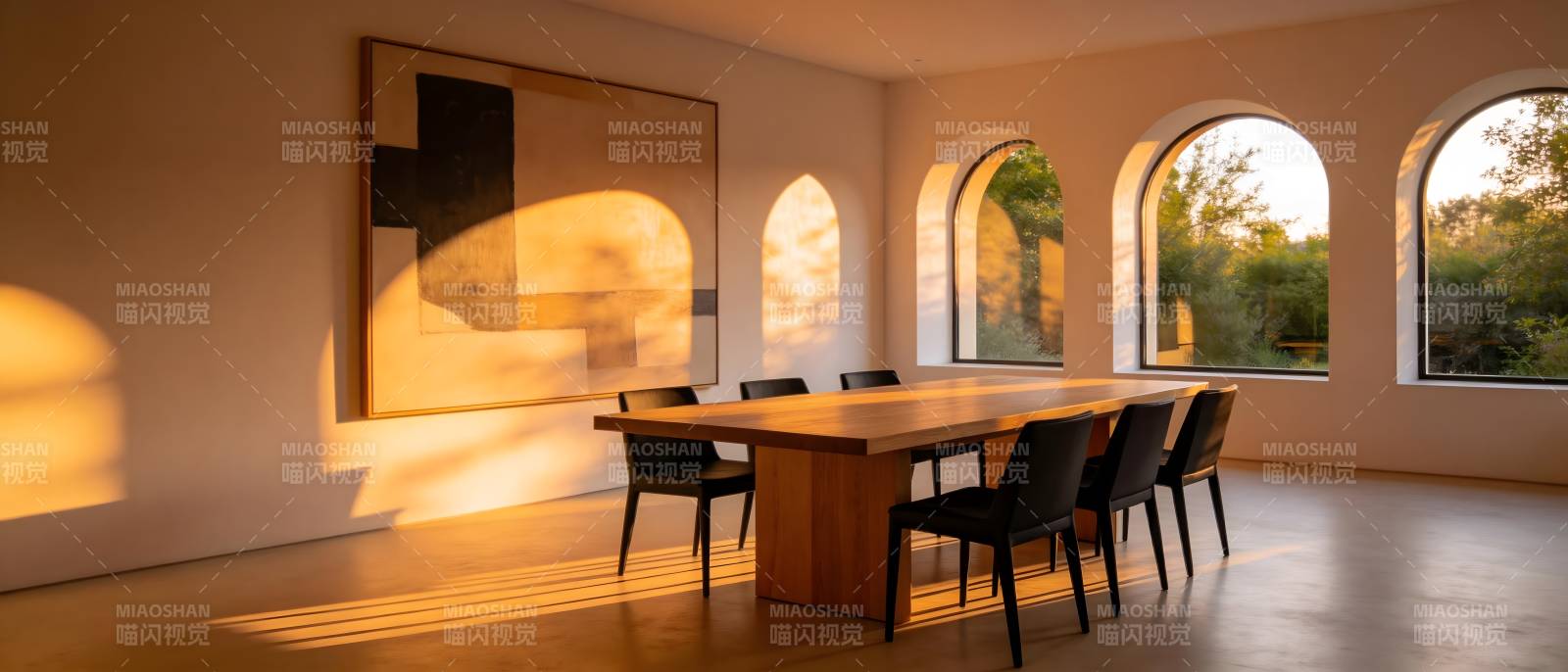 光影中的现代会议室图片