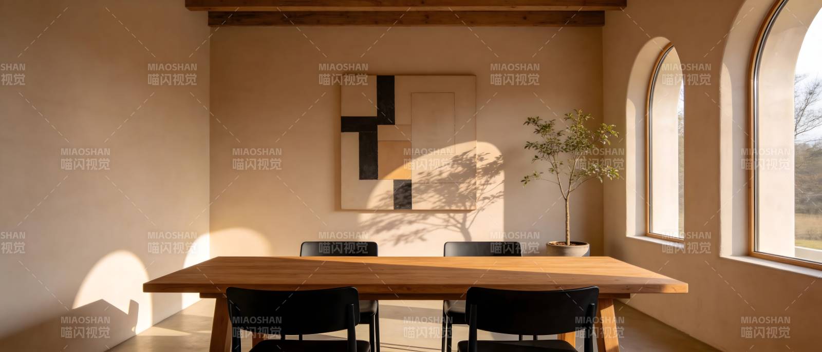 简约餐桌静谧光景图片