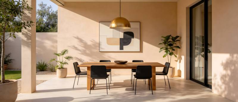 现代庭院餐桌布置图片