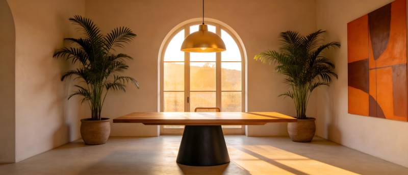 阳光下的简约餐桌图片