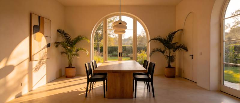 阳光下的现代餐厅图片