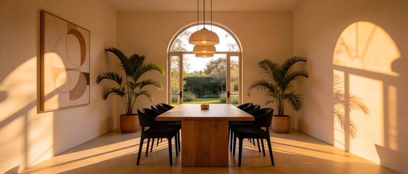 阳光下的现代餐厅图片