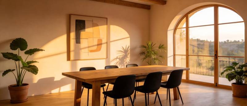 阳光下的温馨会议室图片