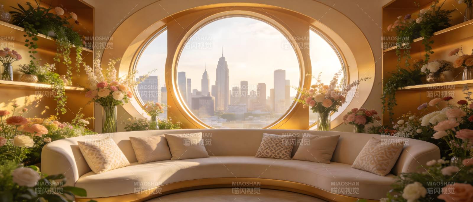 花香都市窗景图片