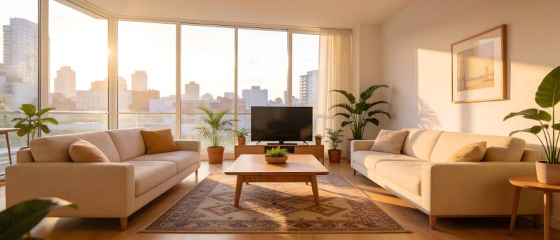 现代客厅全景窗图片