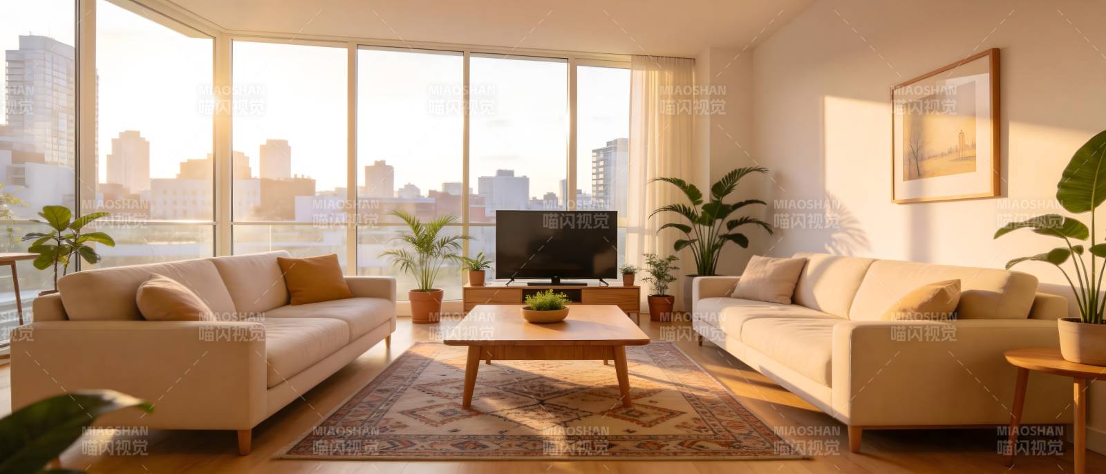 现代客厅全景窗图片