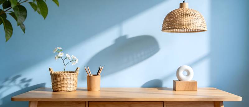 简约木质桌面布置图片