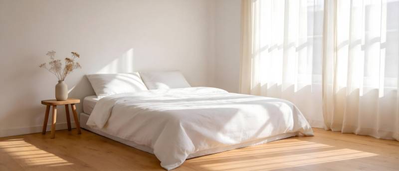 简约卧室阳光照耀图片