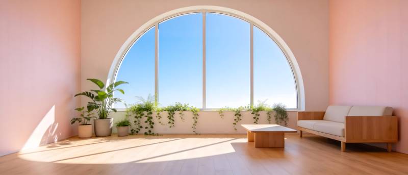 弧窗客厅 阳光满屋图片