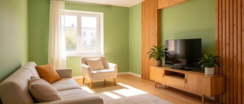 温馨绿色客厅图片