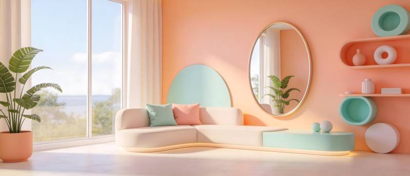 梦幻粉色客厅图片