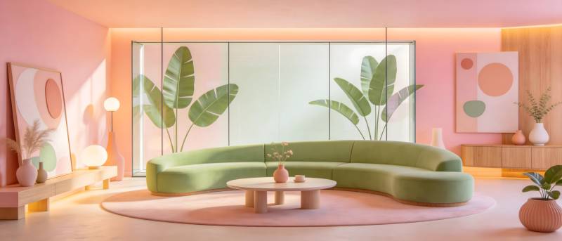 绿意盎然的现代客厅图片