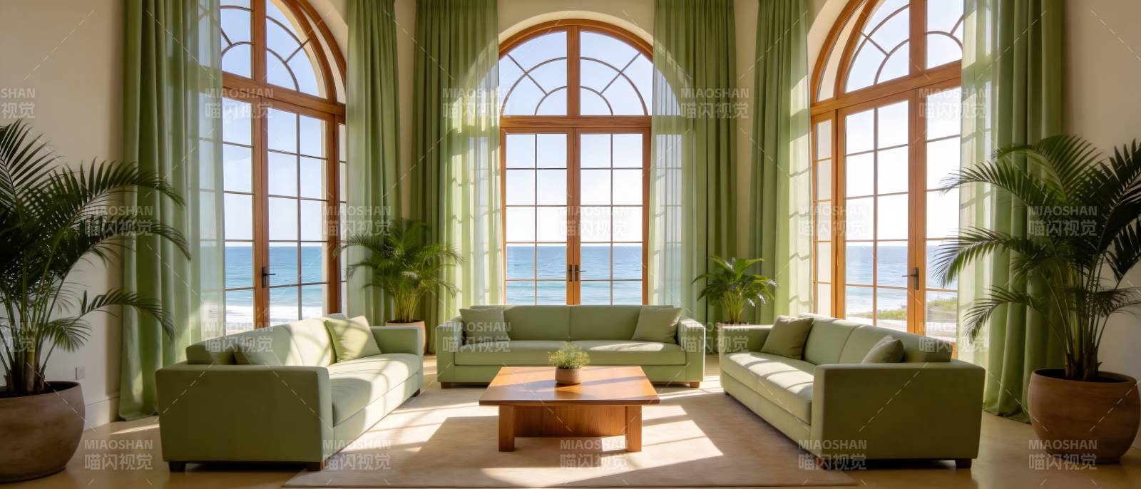 海景客厅 绿意盎然图片