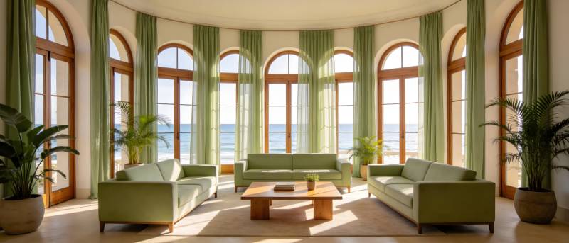 海景客厅 绿意盎然图片