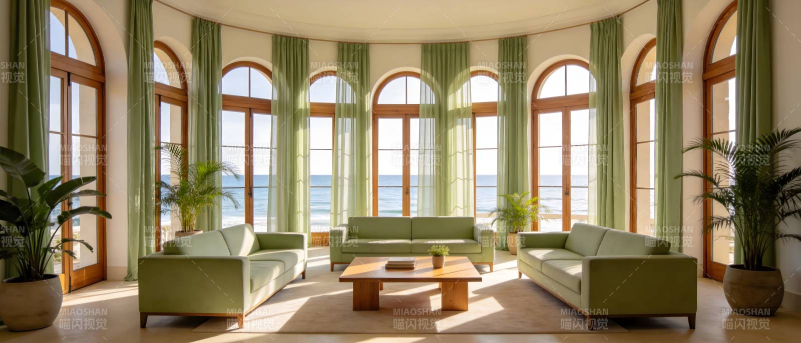 海景客厅 绿意盎然图片