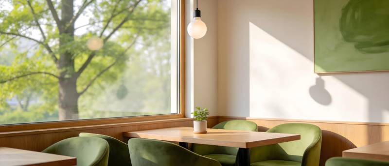 窗边绿意咖啡馆图片