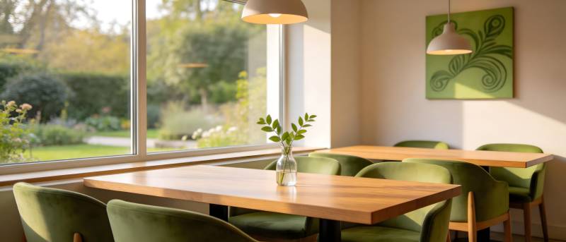 绿意盎然的餐厅一角图片