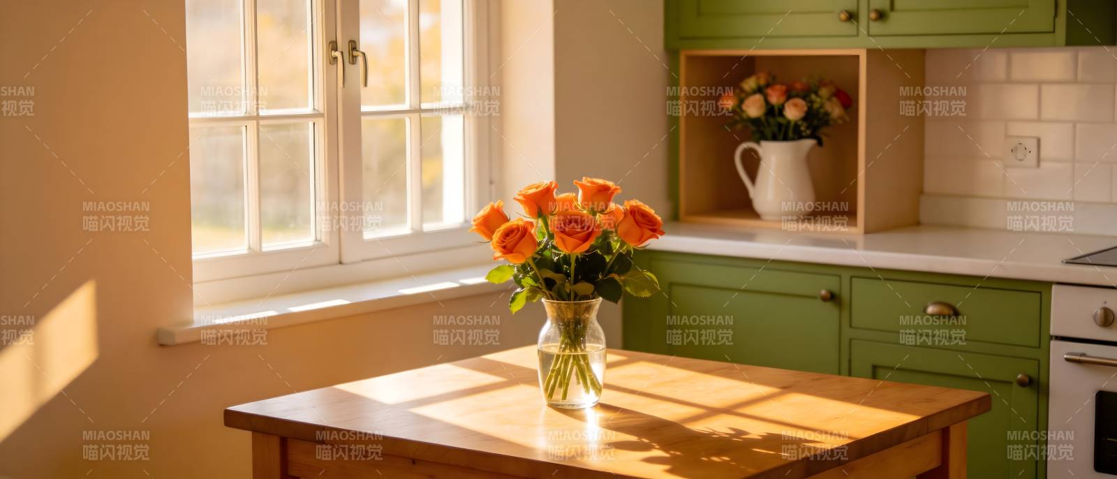 阳光厨房花影图片