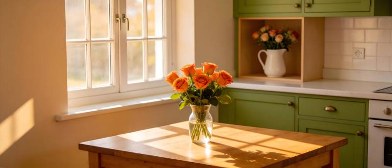 阳光厨房花影图片