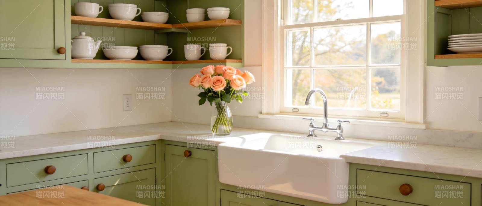 清新厨房一角图片